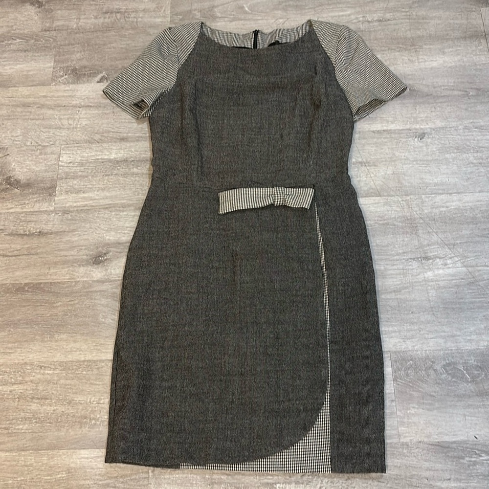 Vintage Les Copains Wool Blend Sheath Dress Bow Italy Eu 42 Minimalist Career